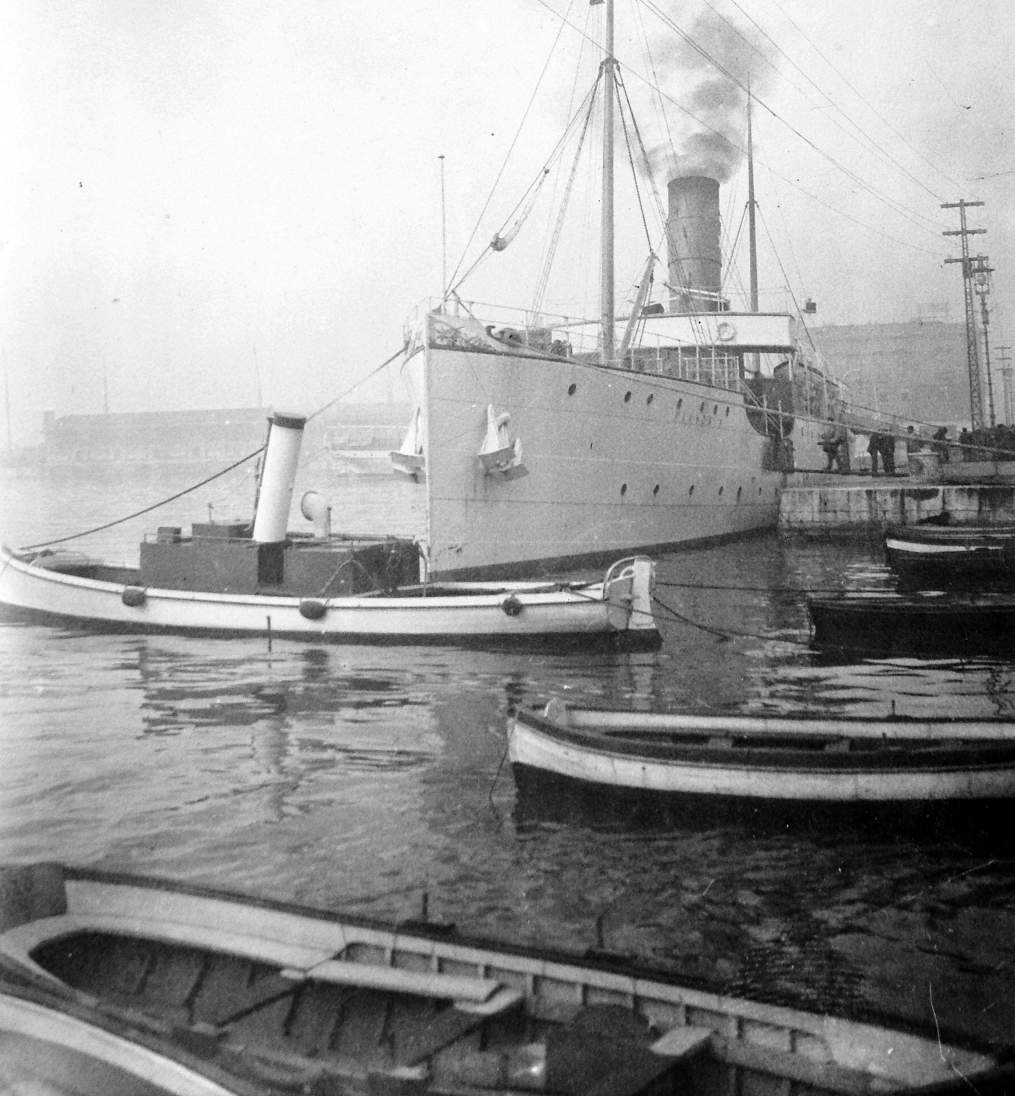 Croatia,Adriatic Sea, Rijeka, kikötő, Riva (Szapáry rakpart)., 1918, Fortepan, ship, boat, port, steamboat, Leon/Eneo/Pannónia ship, Fortepan #7042