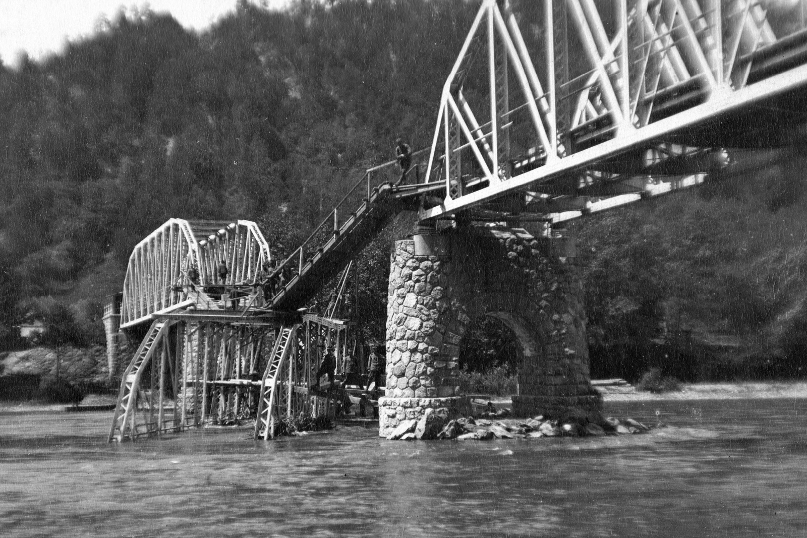 Híd:, 1917, Fortepan, első világháború, hídroncs, hídépítés, Fortepan #7054