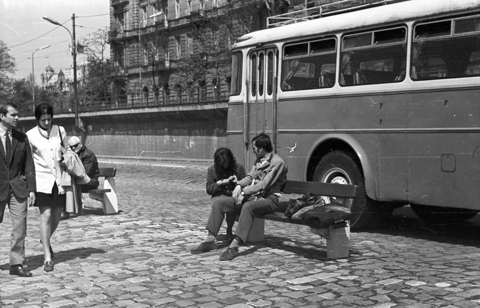 Hungary, Budapest V., pesti alsó rakpart a Vigadó tér közelében., 1968, bus, Hungarian brand, Ikarus-brand, Ikarus 620, Budapest, Fortepan #70591