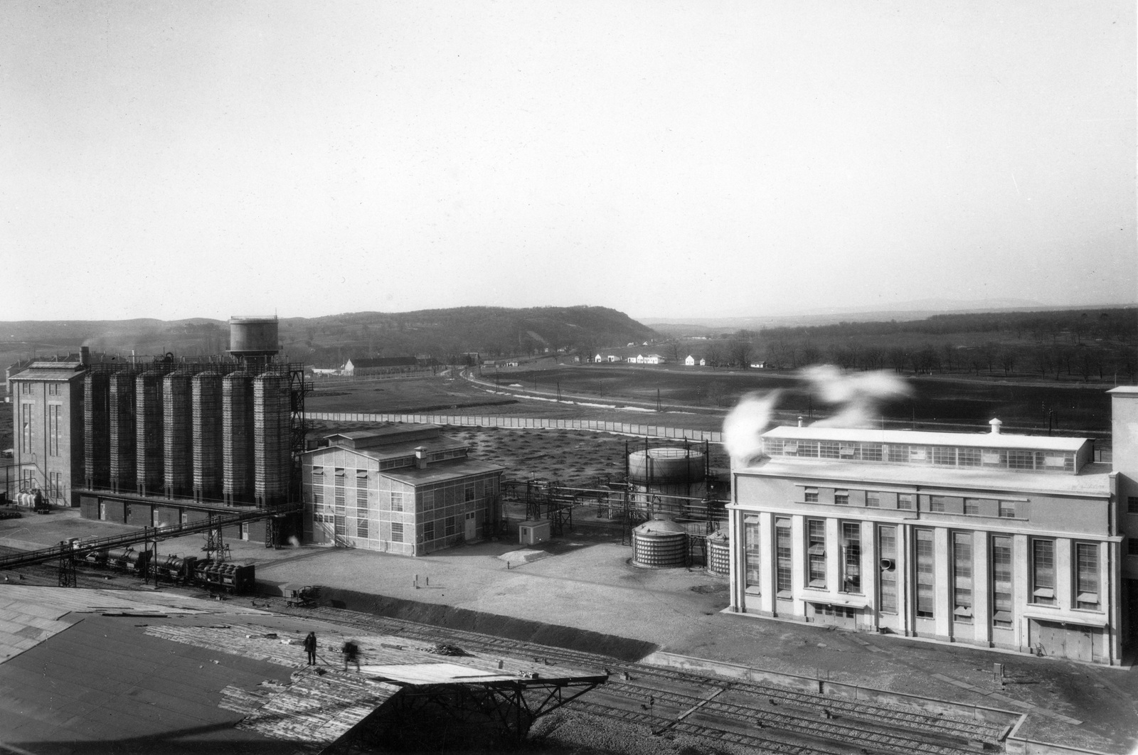 Hungary, Pétfürdő, Péti Nitrogén Műtrágyagyár Rt., 1938, Veszprém Megyei Levéltár/Kozelka Tivadar, Kozelka Tivadar, construction, picture, chemical industry, container, factory, Fortepan #70655