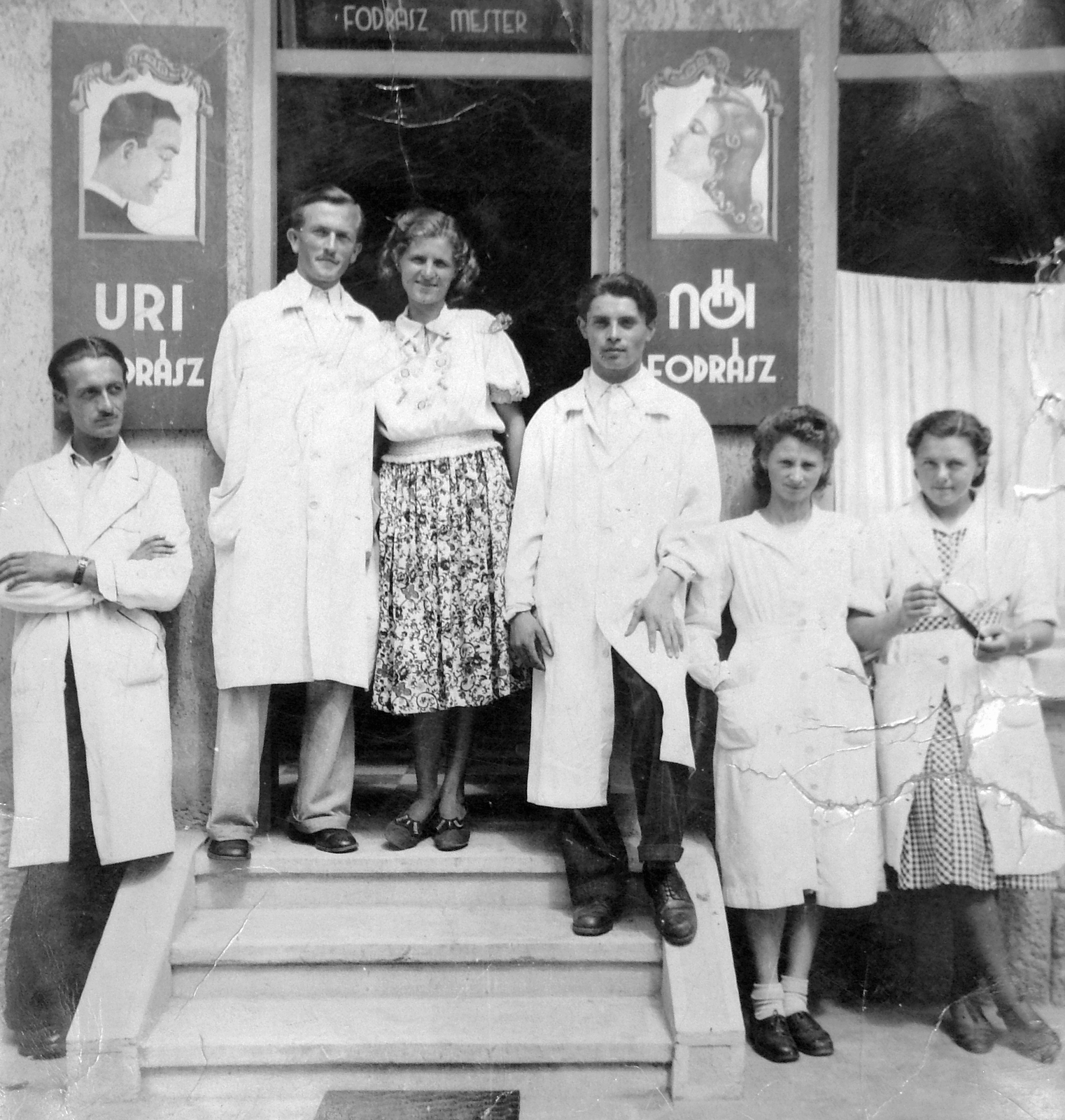 1939, Fortepan, cégtábla, csoportkép, fodrászat, fodrász, Fortepan #7089