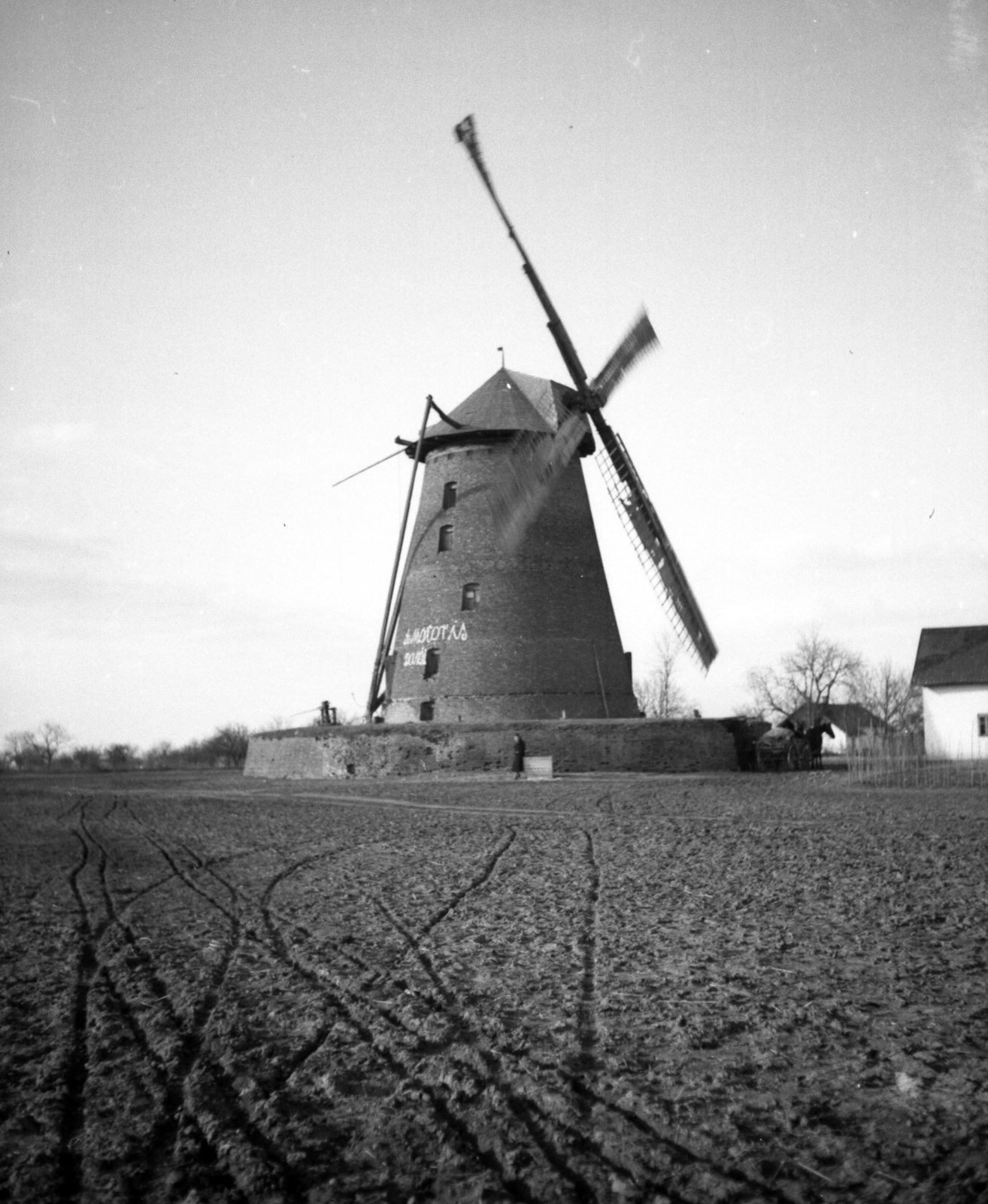 Hungary, Karcag, szélmalom., 1935, Lissák Tivadar, windmill, Ferenc Gál-design, Fortepan #71085