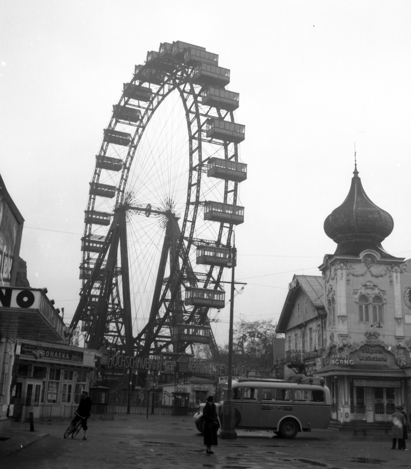 Austria, Vienna, Práter., 1936, Lissák Tivadar, bus, Ferris wheel, amusement park, Fortepan #71163