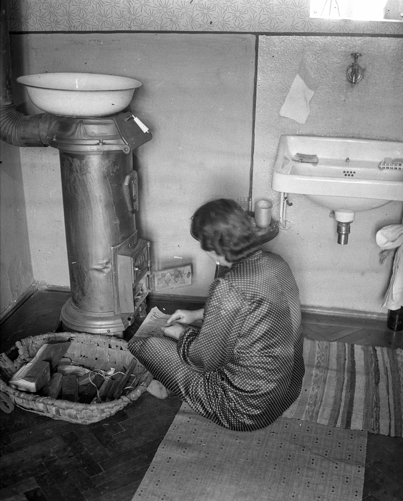 1939, Lissák Tivadar, iron stove, interior, Best of, Fortepan #71243