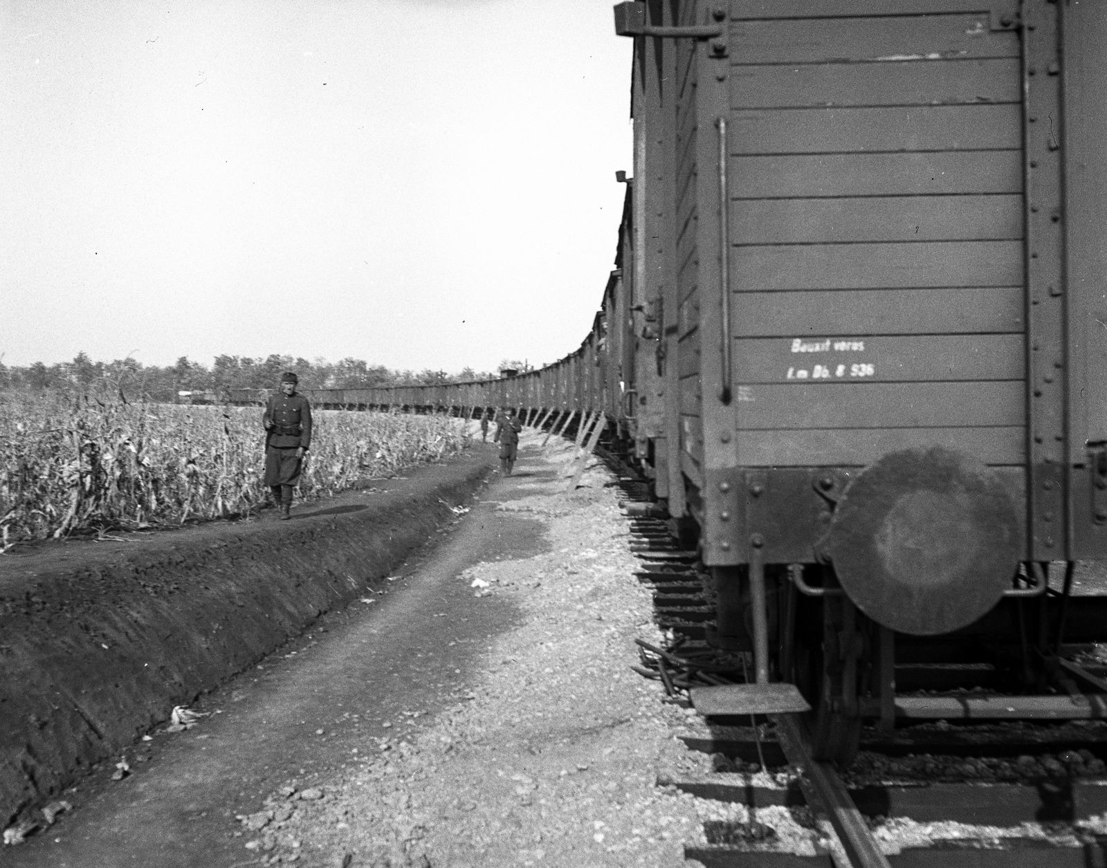 1939, Lissák Tivadar, label, soldier, rail, guard, Fortepan #71266