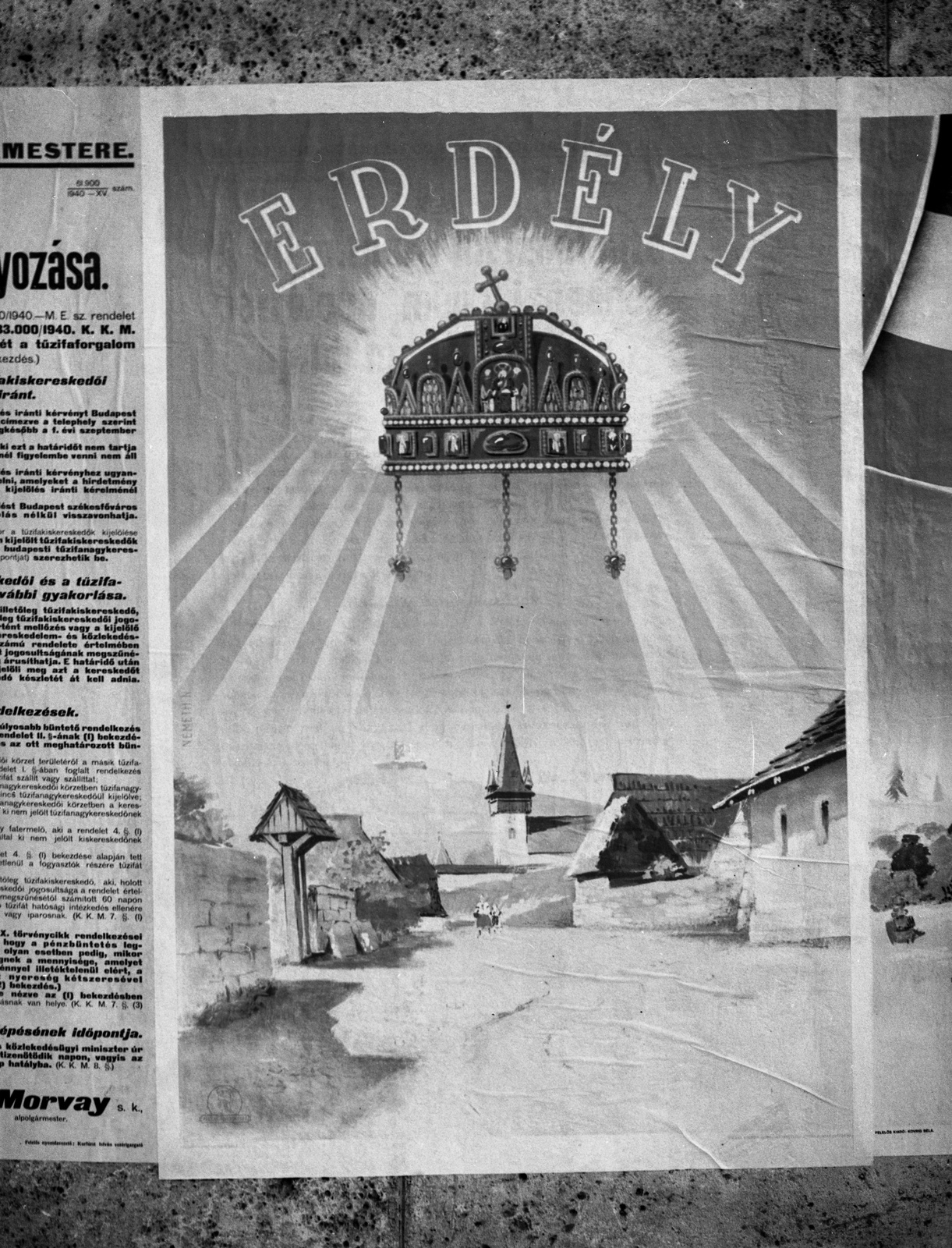 Hungary, Budapest, 1940, Lissák Tivadar, poster, crown, Nándor Németh-graphics, Fortepan #71433