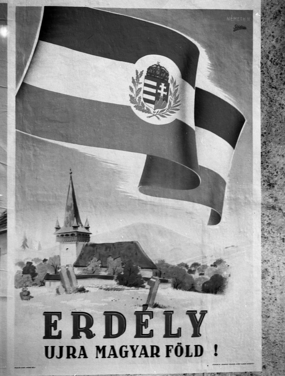 Hungary, Budapest, 1940, Lissák Tivadar, poster, crest, Nándor Németh-graphics, Fortepan #71434