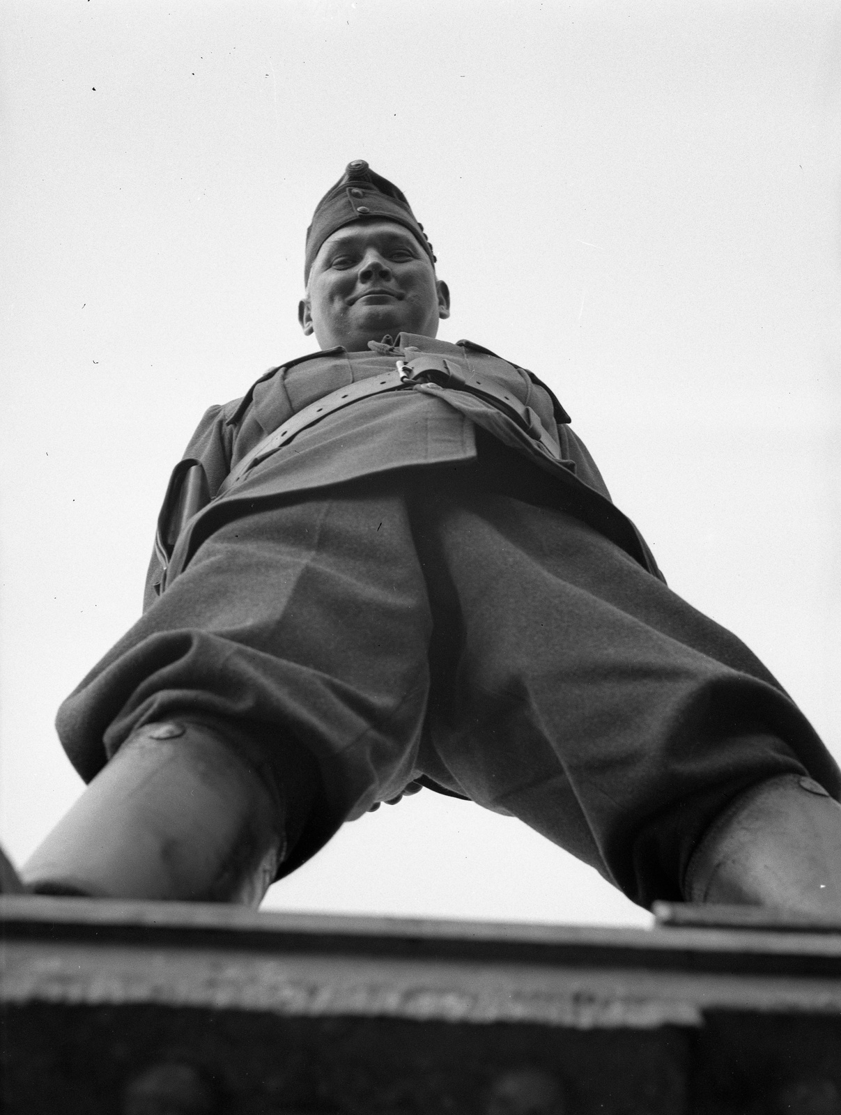 Croatia, Beli Manastir, 1941, Lissák Tivadar, soldier, spreading, "Bocskai" side cap, bottom view, Fortepan #71537