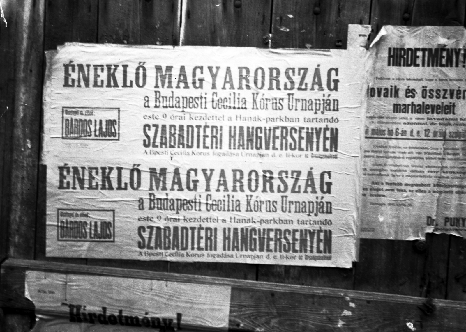 Hungary, Gyöngyös, Bárdos Lajos karnagy és a Budapesti Cecilia Kórus úrnapi hangversenyét hirdető plakát., 1941, Lissák Tivadar, poster, announcement, Fortepan #71634