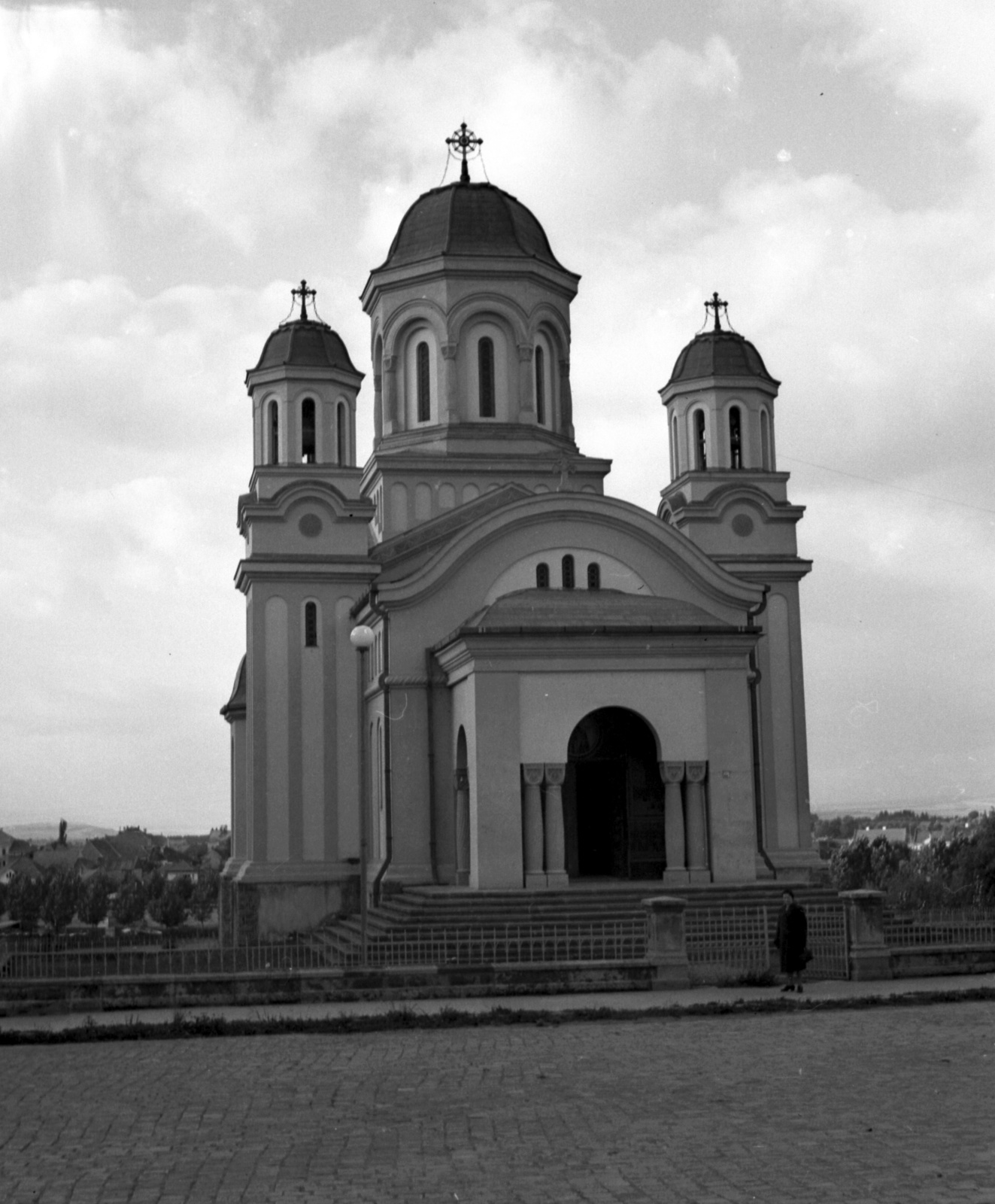 Romania,Transylvania, Miercurea Ciuc, Piata Cetătii, ortodox templom., 1941, Lissák Tivadar, church, Greek Orthodox Church, Eastern Orthodox Church, Fortepan #71701