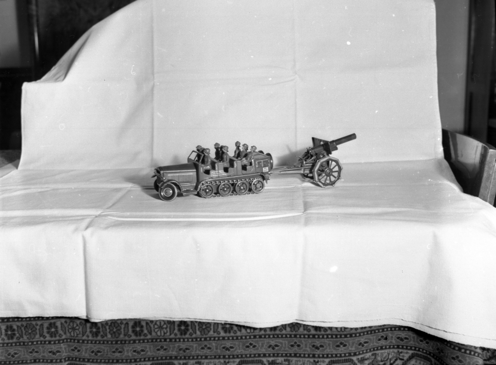1941, Lissák Tivadar, military, toy, ordnance, tow truck, Lineol-brand, Fortepan #71768