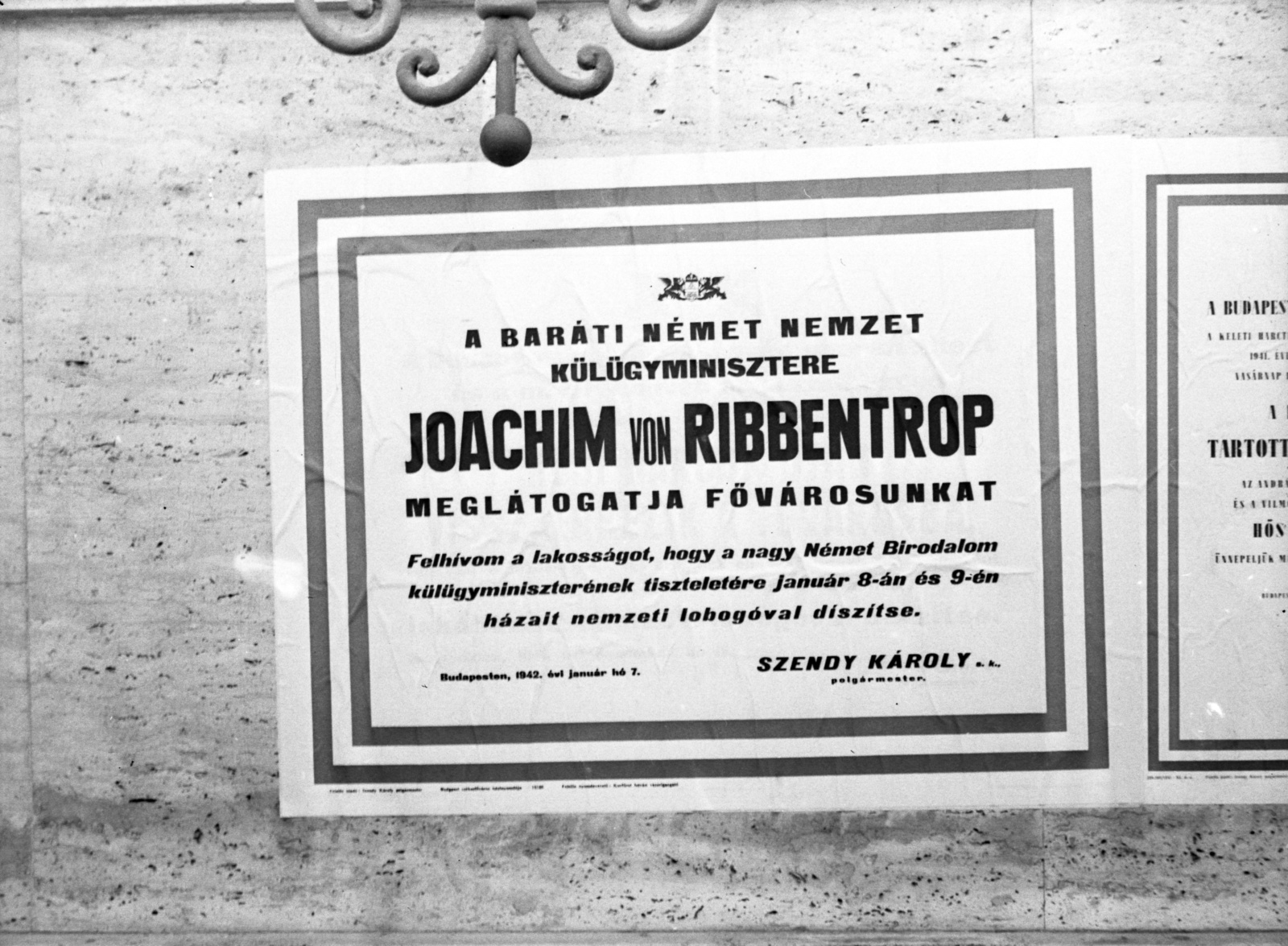 Magyarország, Budapest, 1942, Lissák Tivadar, plakát, hirdetmény, Budapest székesfőváros házinyomdája, nemzeti jelkép, Fortepan #71777
