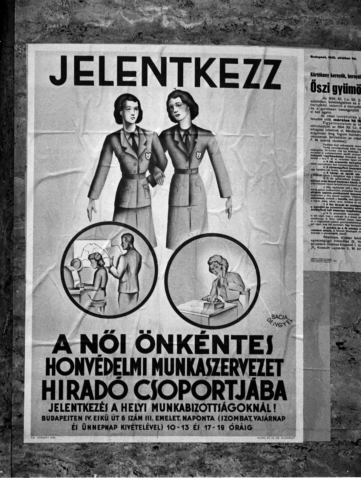 Hungary, Budapest, 1942, Lissák Tivadar, poster, home defense, Bacsa, Dengyel-graphics, Fortepan #71994