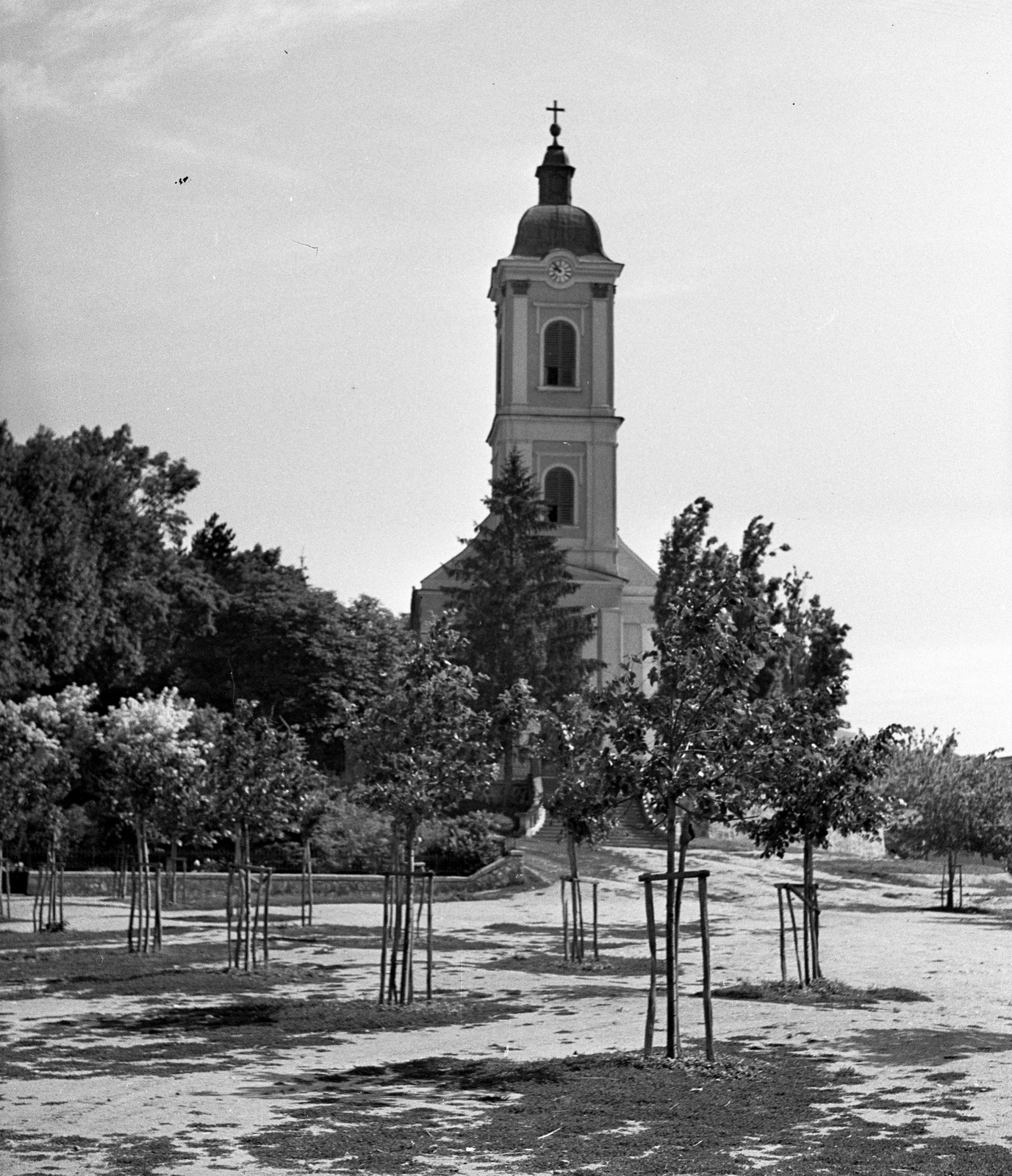 Hungary, Putnok, Szentháromság templom., 1943, Lissák Tivadar, church, Baroque-style, Catholic Church, Miklós Soós-design, Fortepan #72218