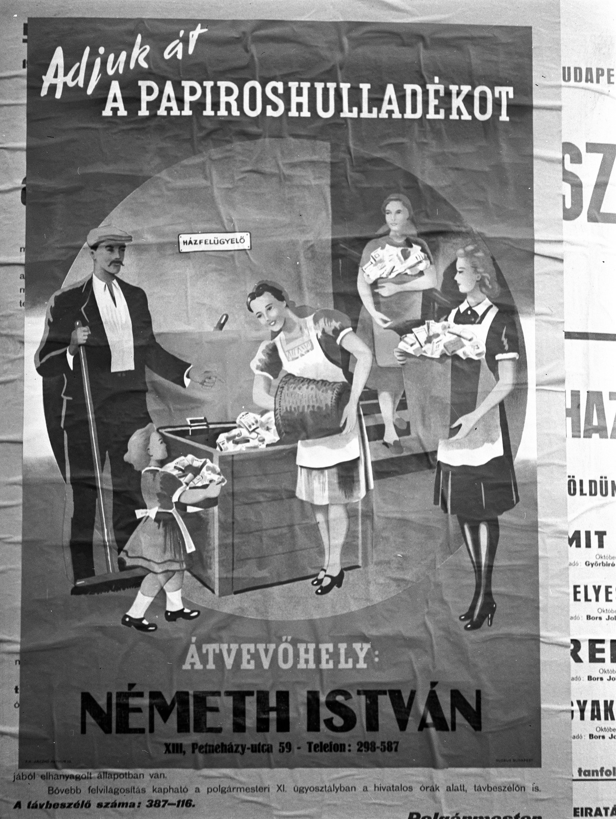 1943, Lissák Tivadar, poster, paper recycling, Fortepan #72553