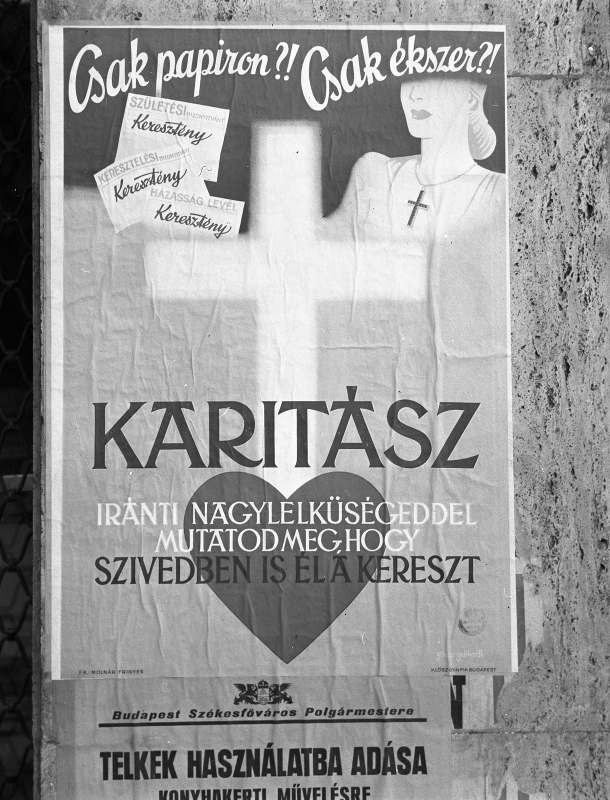 Hungary, Budapest, 1943, Lissák Tivadar, poster, Caritas, Fortepan #72615