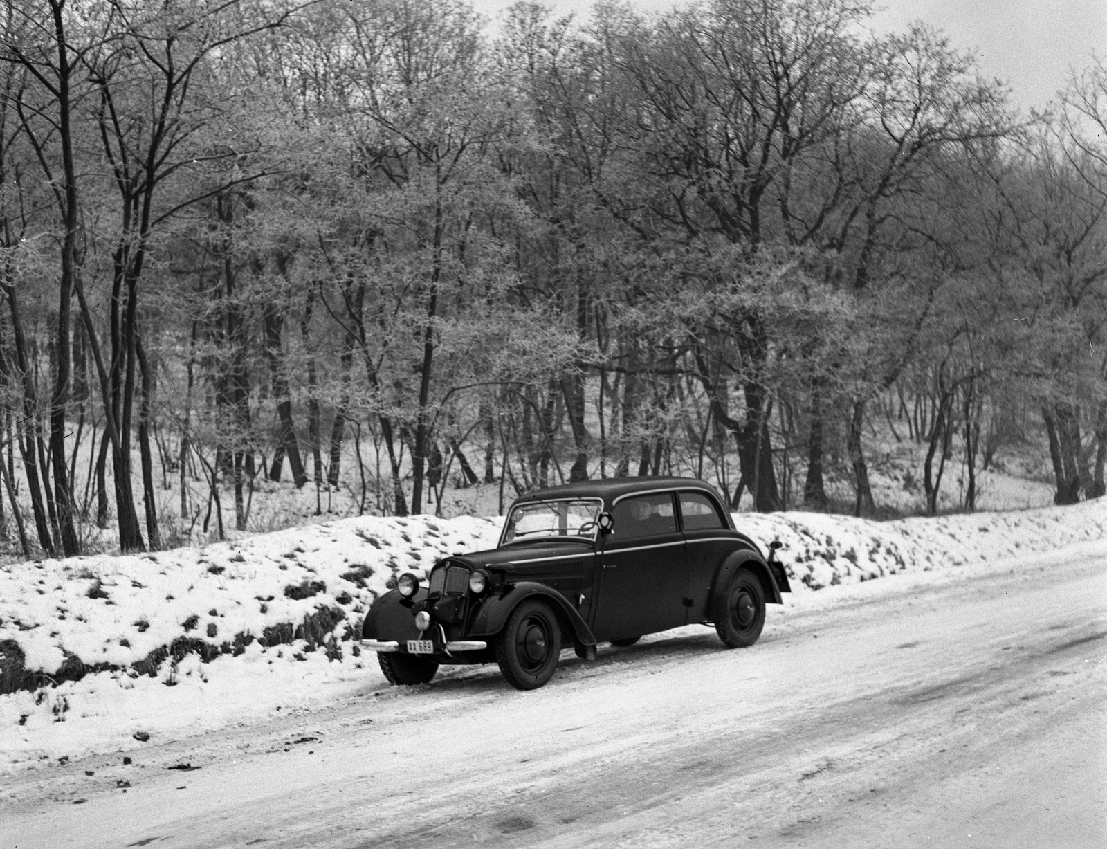 1943, Lissák Tivadar, snow, German brand, DKW-brand, automobile, Fortepan #72634