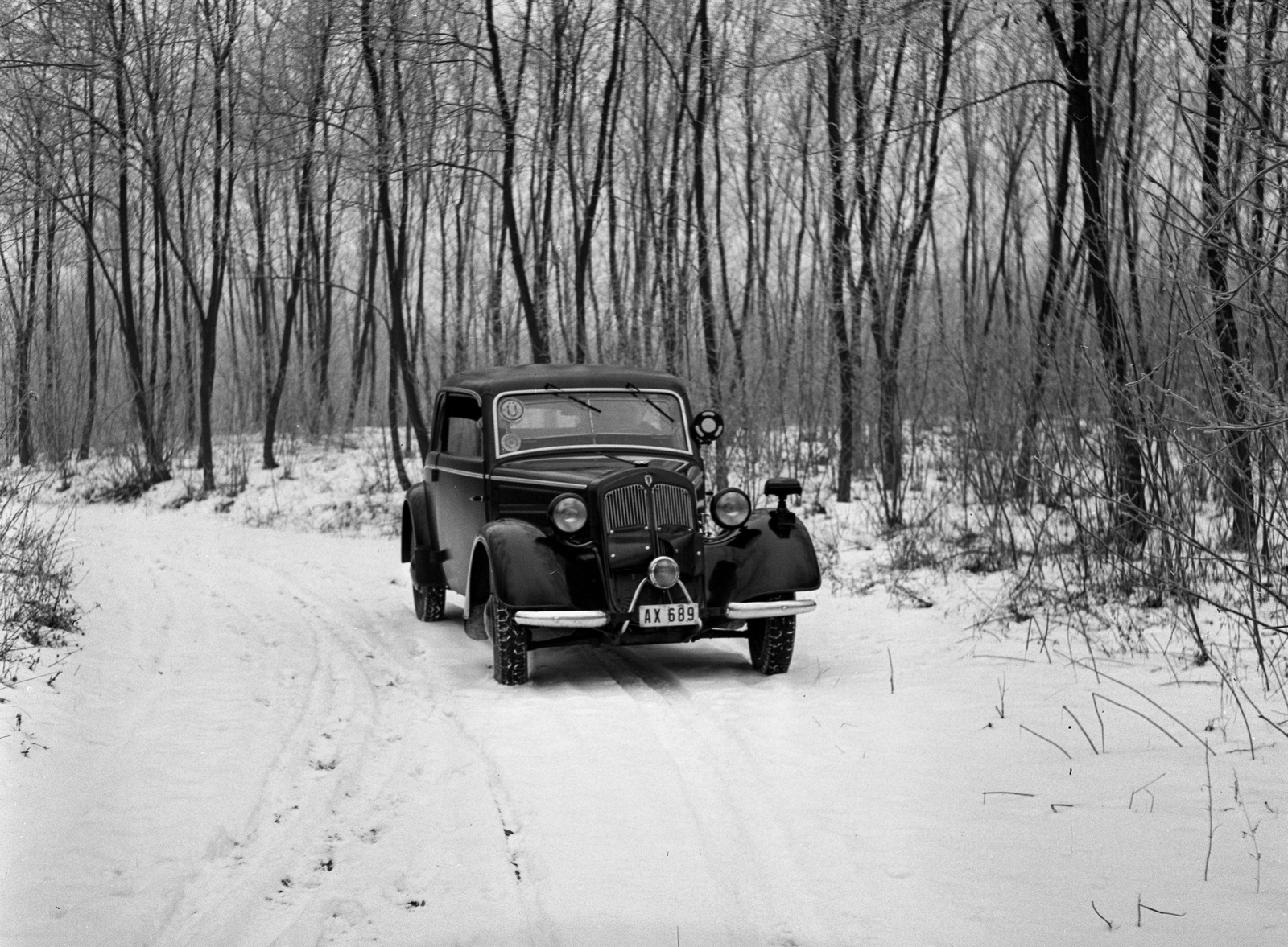 1943, Lissák Tivadar, snow, German brand, DKW-brand, automobile, Fortepan #72637