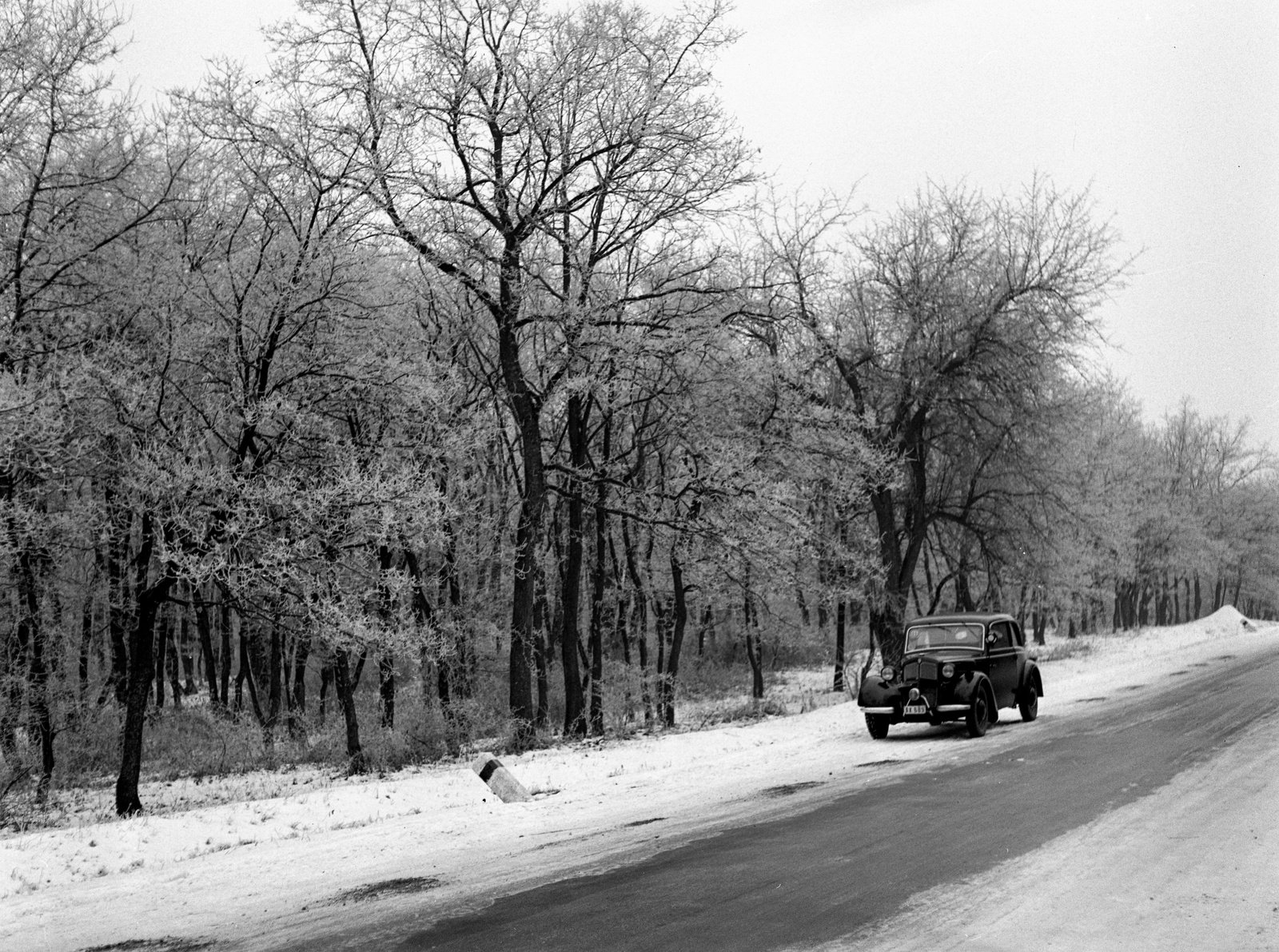 1943, Lissák Tivadar, snow, Gerrman brand, DKW-brand, automobile, frost, Fortepan #72640