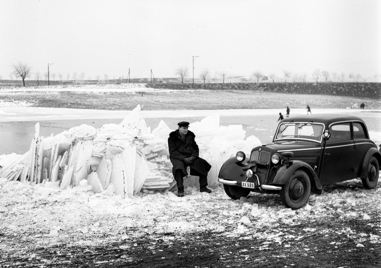 1943, Lissák Tivadar, snow, German brand, DKW-brand, ice field;ice float, automobile, Fortepan #72641