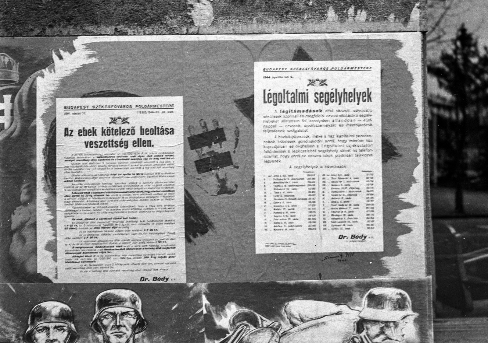 Magyarország, Budapest, 1944, Lissák Tivadar, plakát, bombázás, Budapest székesfőváros házinyomdája, Fortepan #72677