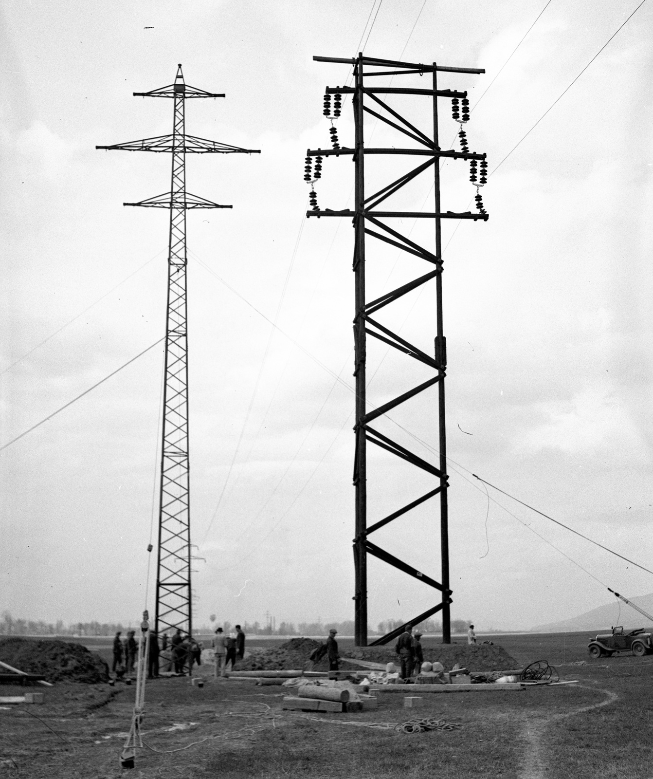 Hungary, Lőrinci, látkép a várostól észak felé nézve., 1944, Lissák Tivadar, power line, Fortepan #72691