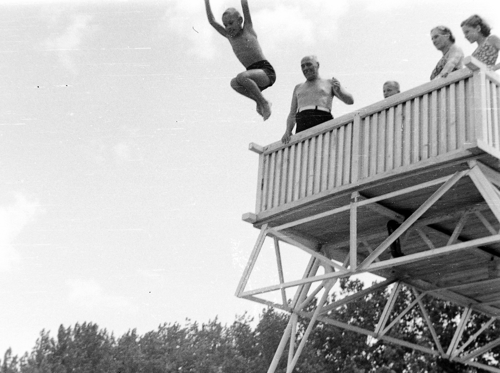 Hungary, Balatonföldvár, Strand., 1939, Fortepan, diving tower, Fortepan #727