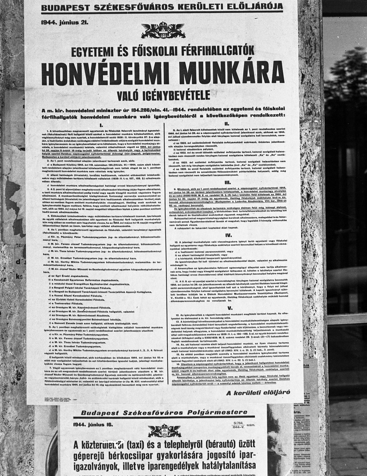 Hungary, Budapest, 1944, Lissák Tivadar, poster, announcement, home defense, Fortepan #72740