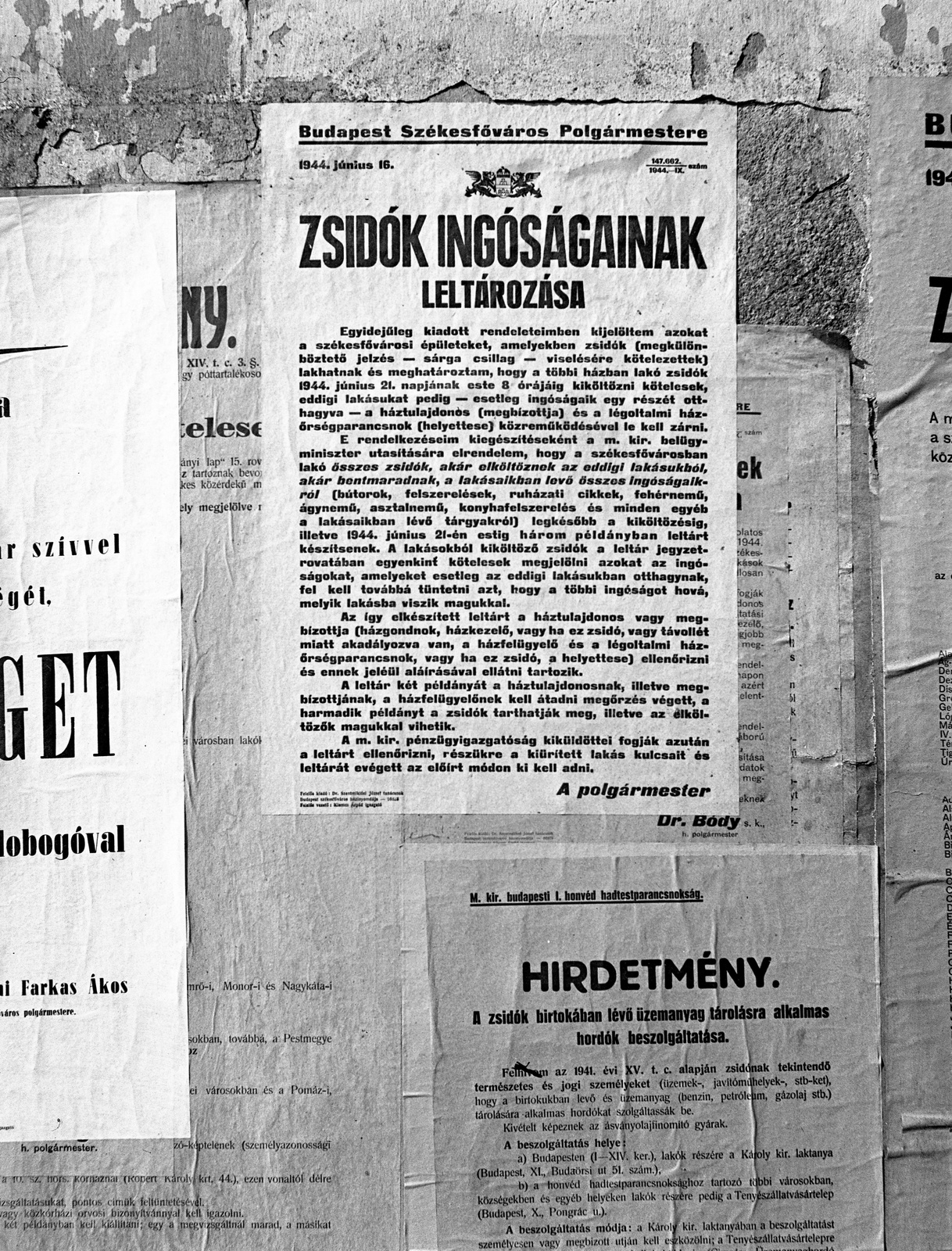 Hungary, Budapest, 1944, Lissák Tivadar, holocaust, poster, judaism, announcement, fascism, Fortepan #72743