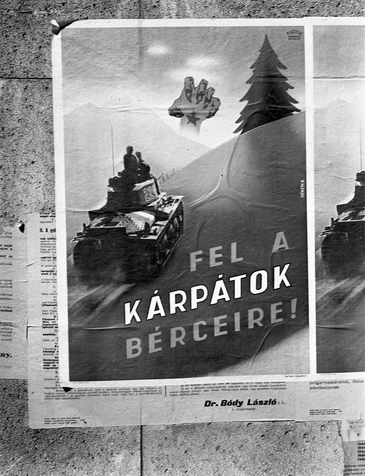 Hungary, Budapest, 1944, Lissák Tivadar, poster, Nándor Németh-graphics, fascism, Fortepan #72850