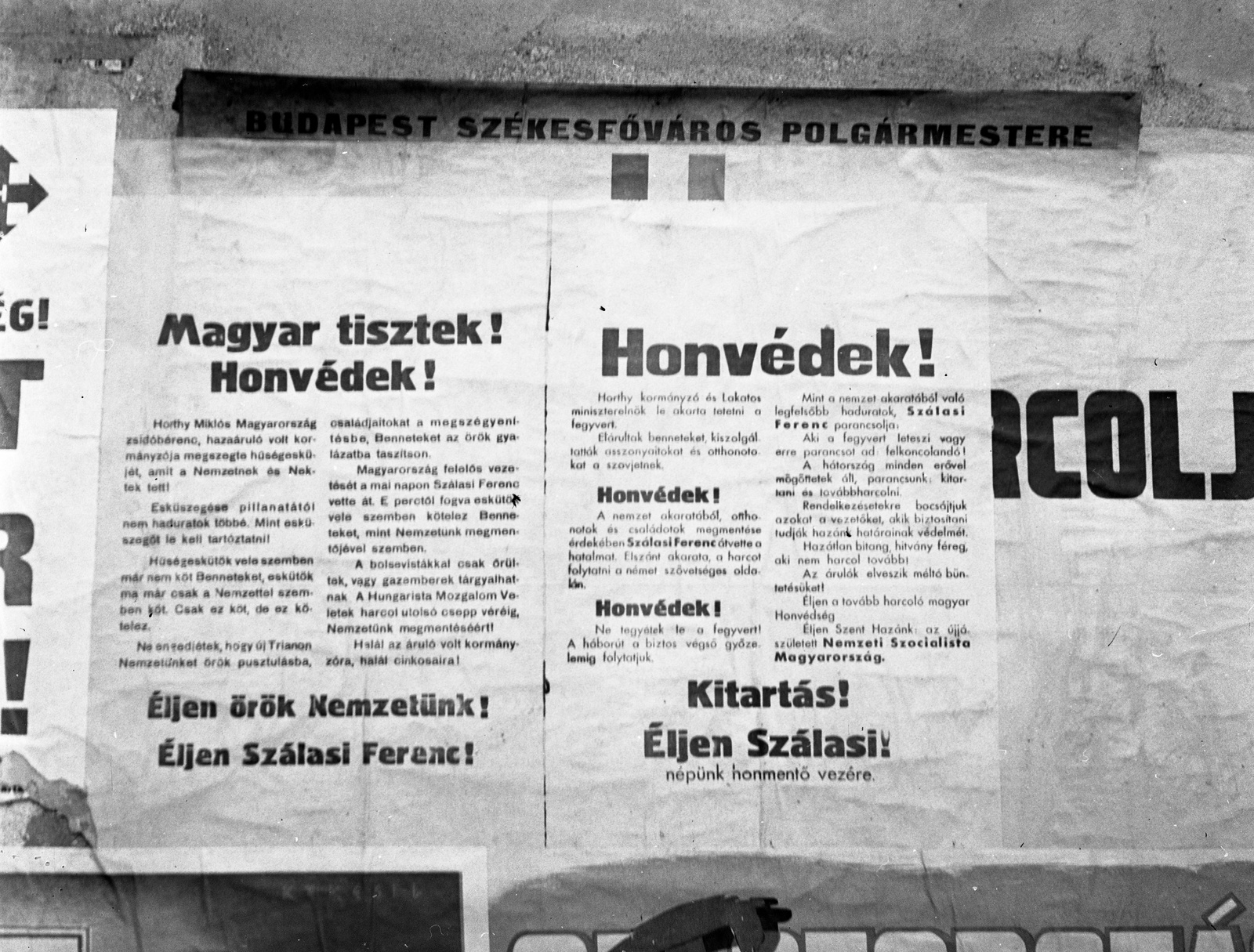 Hungary, Budapest, 1944, Lissák Tivadar, poster, Arrow Cross Movement, fascism, Fortepan #72890