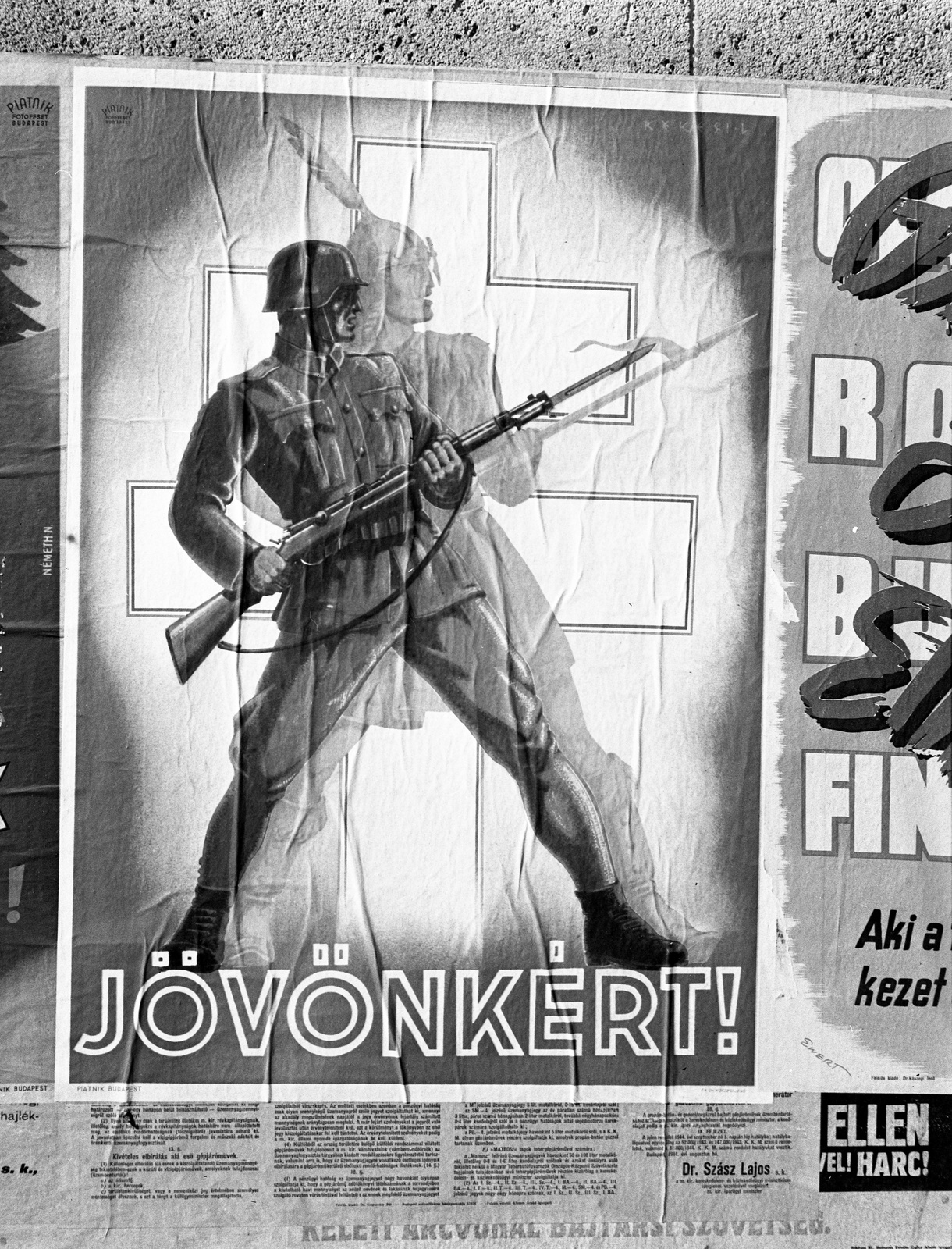 Hungary, Budapest, 1944, Lissák Tivadar, poster, László Kékesi-graphics, fascism, Fortepan #72894