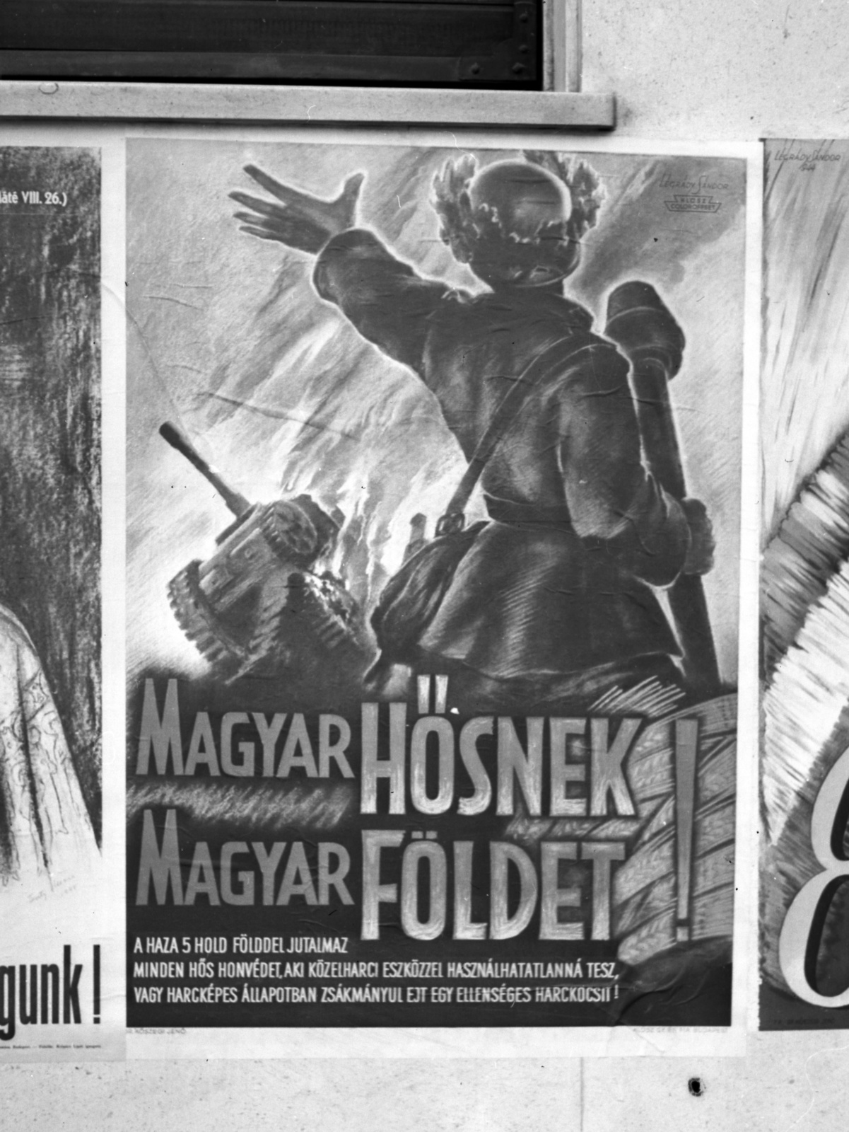Hungary, Budapest, 1944, Lissák Tivadar, poster, Sándor Légrády-graphics, fascism, Fortepan #72897