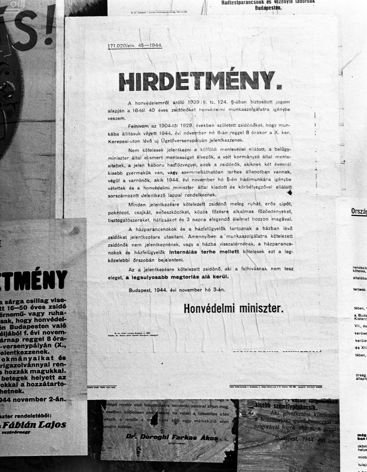 Hungary, Budapest, 1944, Lissák Tivadar, holocaust, poster, judaism, fascism, Fortepan #72898