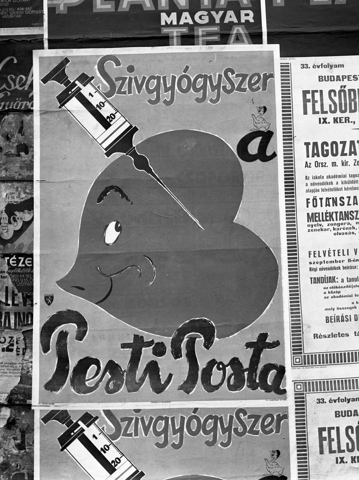 Hungary, Budapest, a Pesti Posta című képes élclap plakátja., 1944, Lissák Tivadar, poster, Fortepan #72904