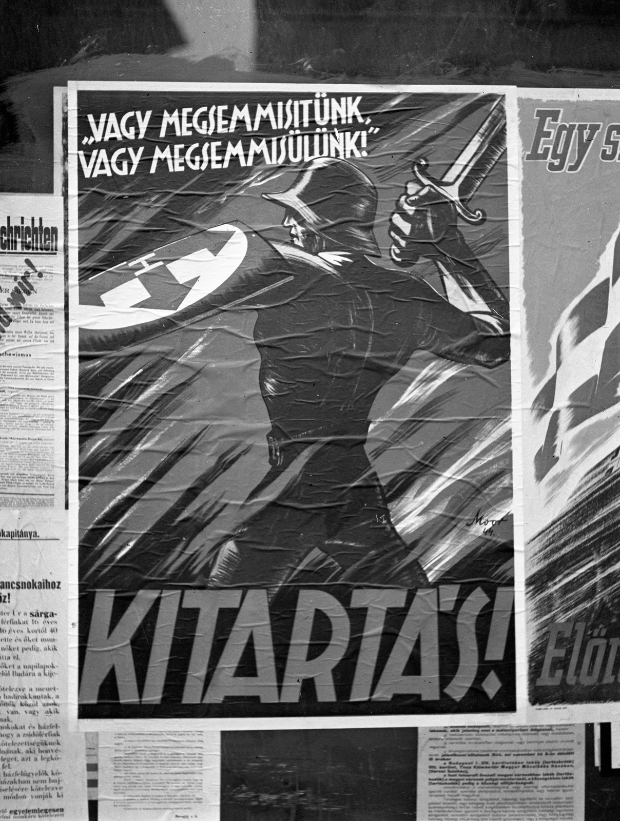 Hungary, Budapest, 1944, Lissák Tivadar, poster, Arrow Cross Movement, fascism, Fortepan #72908