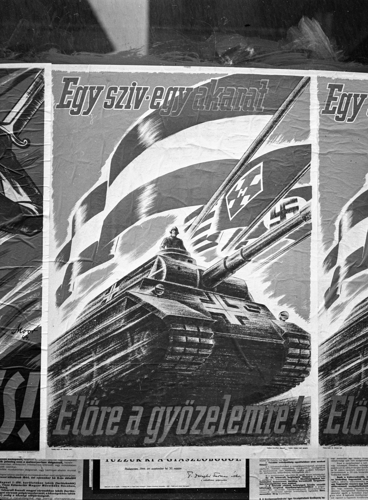 Hungary, Budapest, 1944, Lissák Tivadar, poster, Arrow Cross Movement, fascism, Fortepan #72909