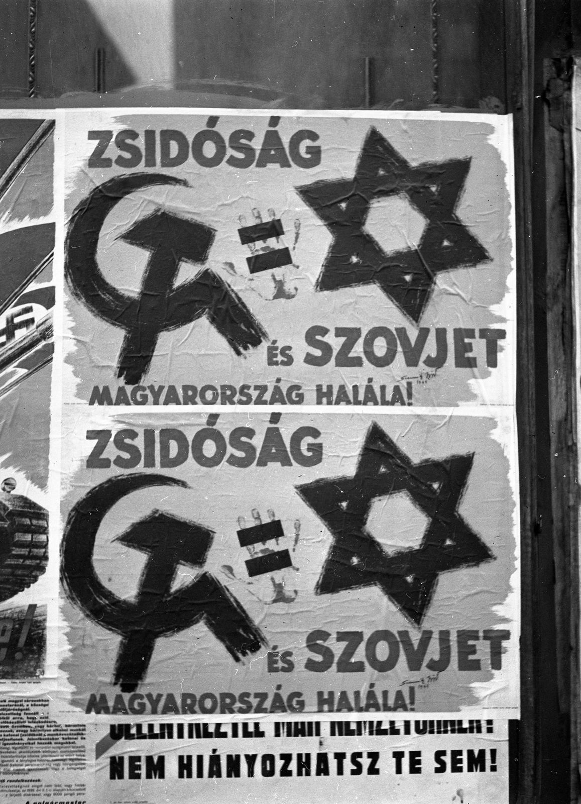 Hungary, Budapest, 1944, Lissák Tivadar, poster, judaism, antisemitism, György Szennik-grafika, fascism, Fortepan #72911