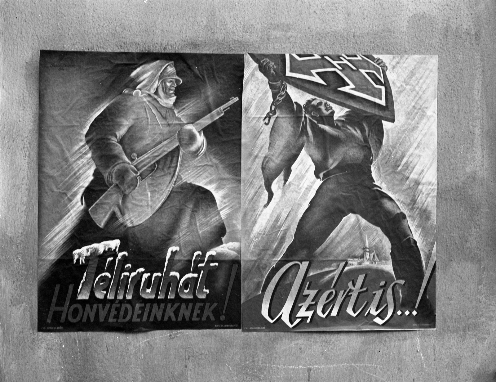 Hungary, Budapest, 1944, Lissák Tivadar, poster, Sándor Légrády-graphics, Arrow Cross Movement, fascism, Fortepan #72924
