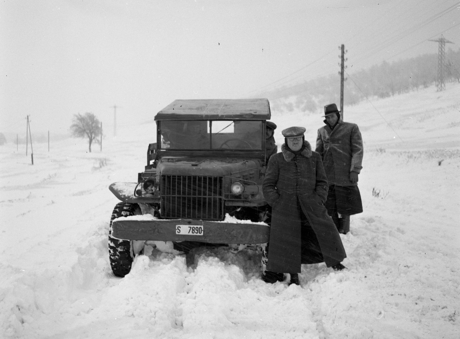 1946, Lissák Tivadar, tél, hó, amerikai gyártmány, Dodge-márka, dzsip, hideg, Dodge WC-széria, szél, Fortepan #72975