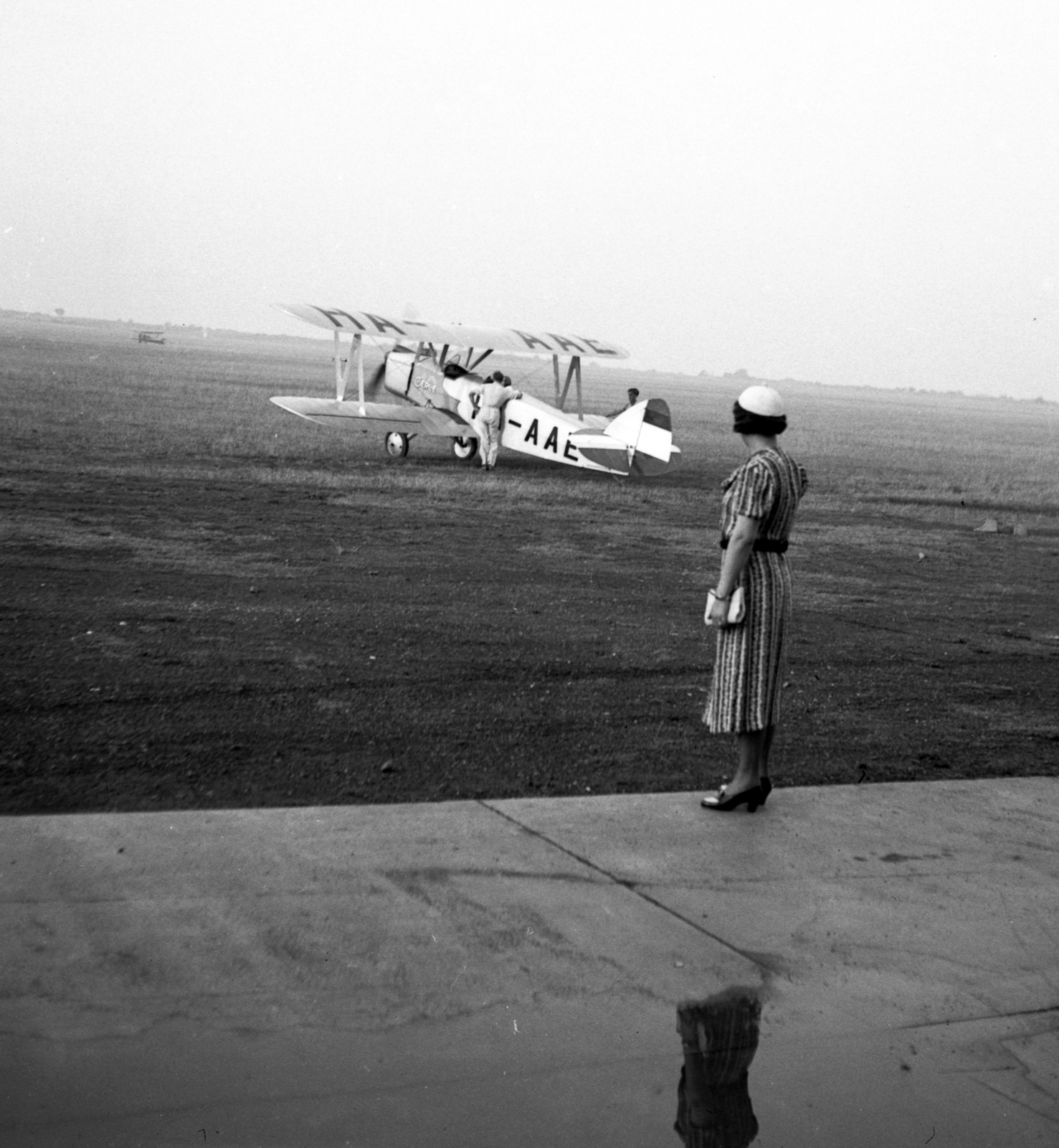 Hungary, Budaörs Airport, Budapest XI., Bánhidi Antal által tervezett Gerle-12 típusú repülőgép., 1939, Lissák Tivadar, Hungarian brand, airplane, airport, Antal Bánhidi design, biplane, Budapest, registration mark, Fortepan #73212