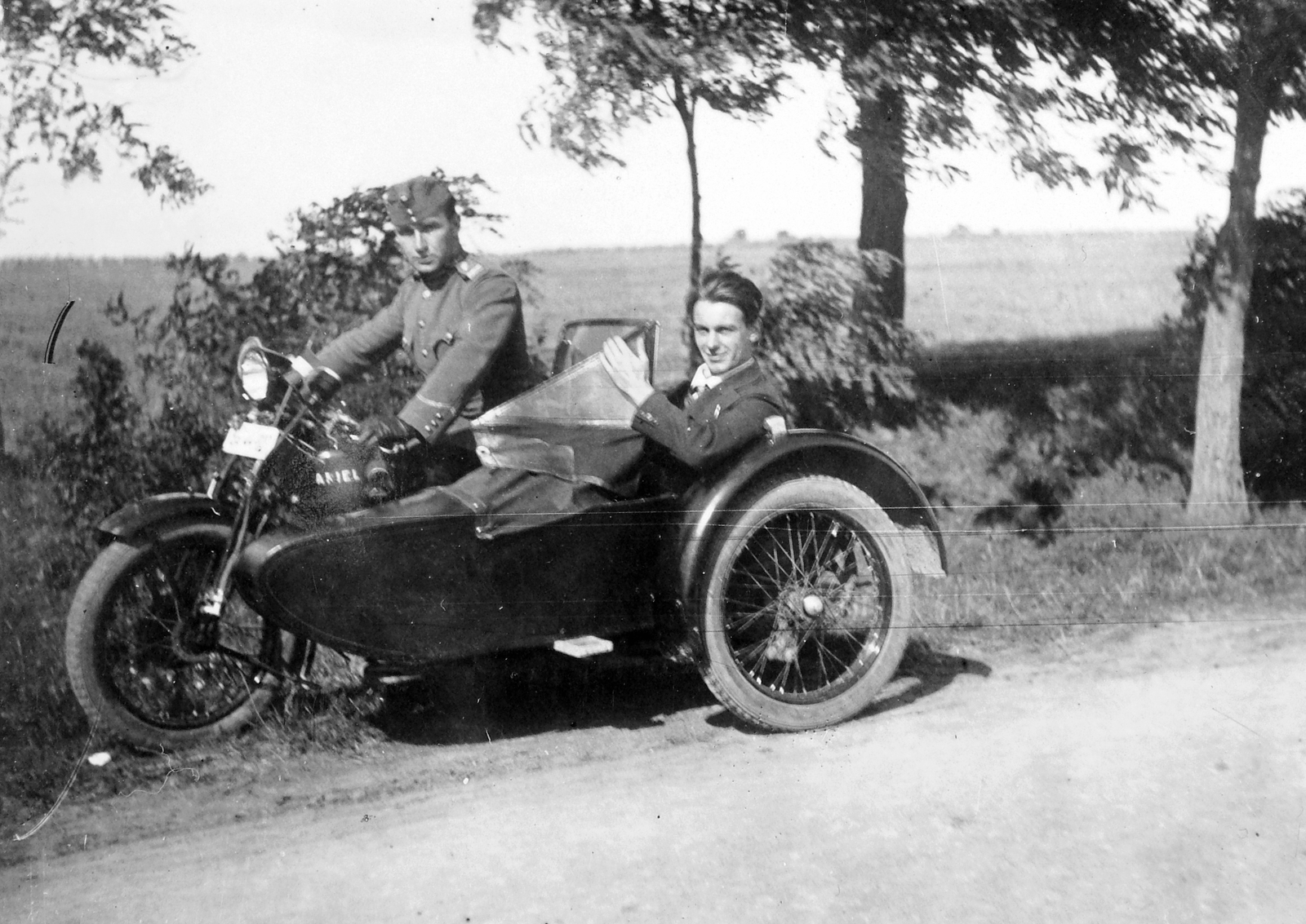 1938, Fortepan, British brand, Ariel-brand, motorcycle with sidecar, Fortepan #7337
