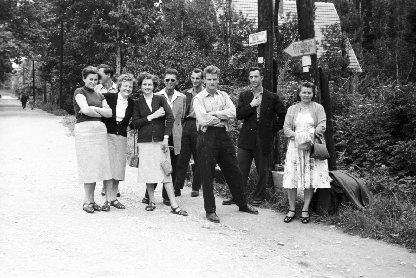 Hungary, Miskolc,Miskolctapolca, 1955, Pálfi Balázs, tableau, women, men, Fortepan #73486