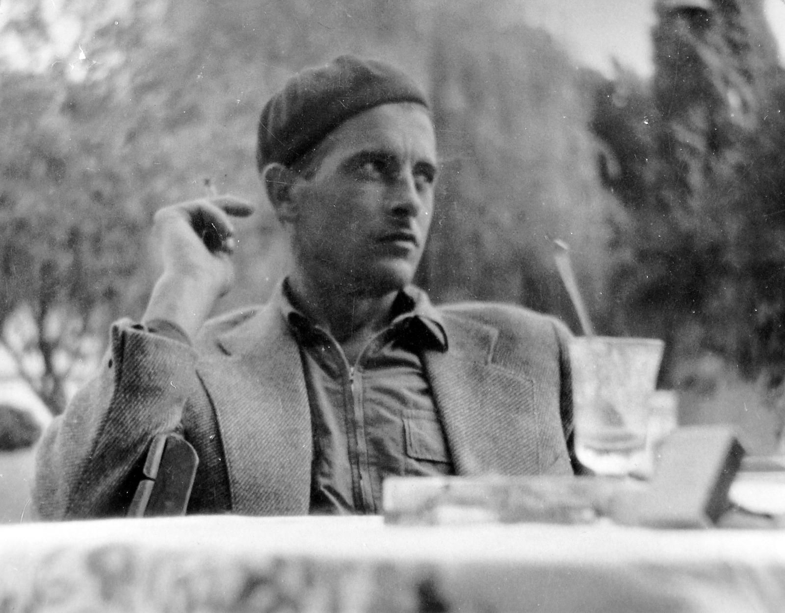 1957, Fortepan, portrait, smoking, beret, man, Fortepan #7353