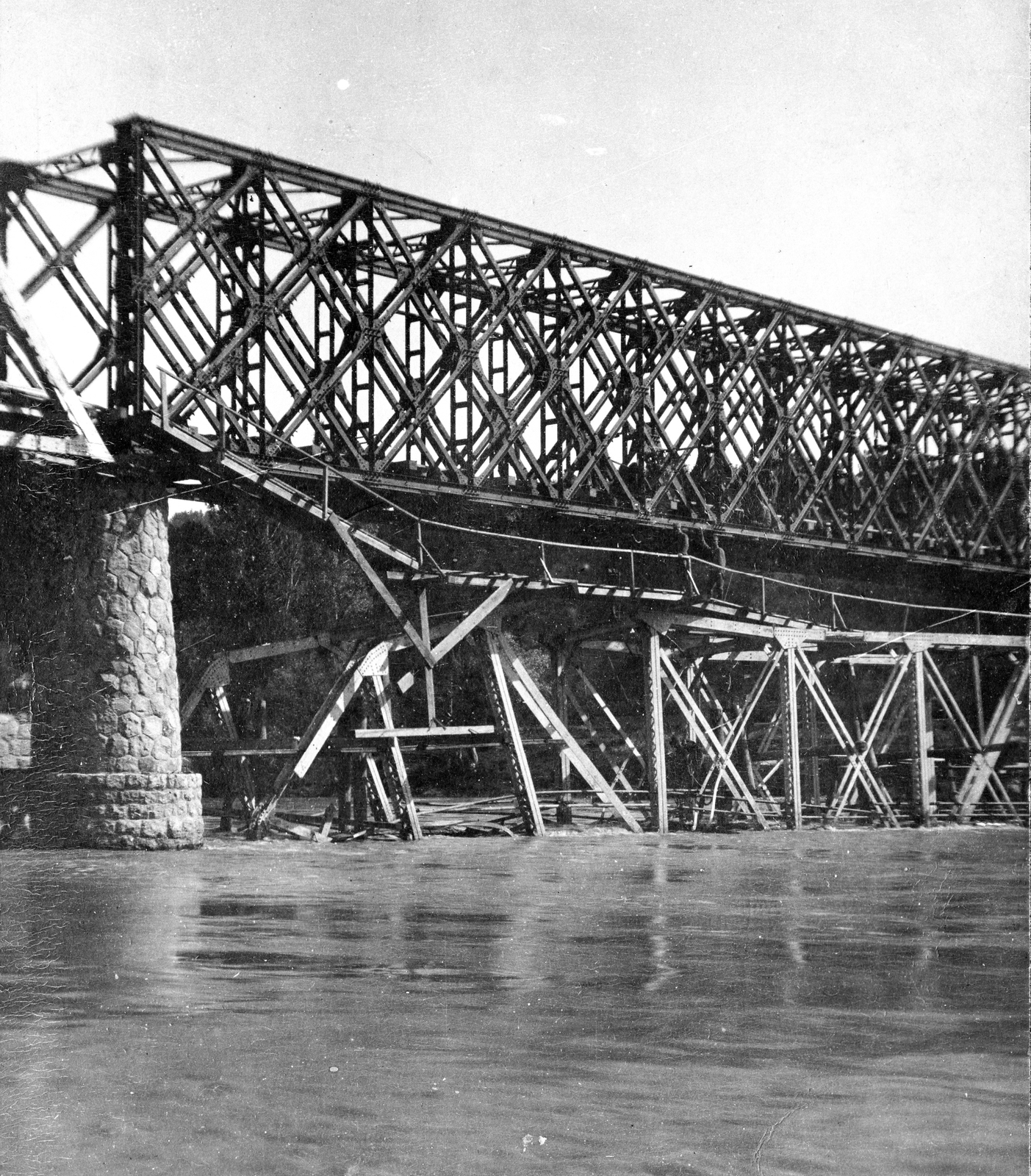 1916, Fortepan, war damage, river, railway bridge, wrecked bridge, Fortepan #73710