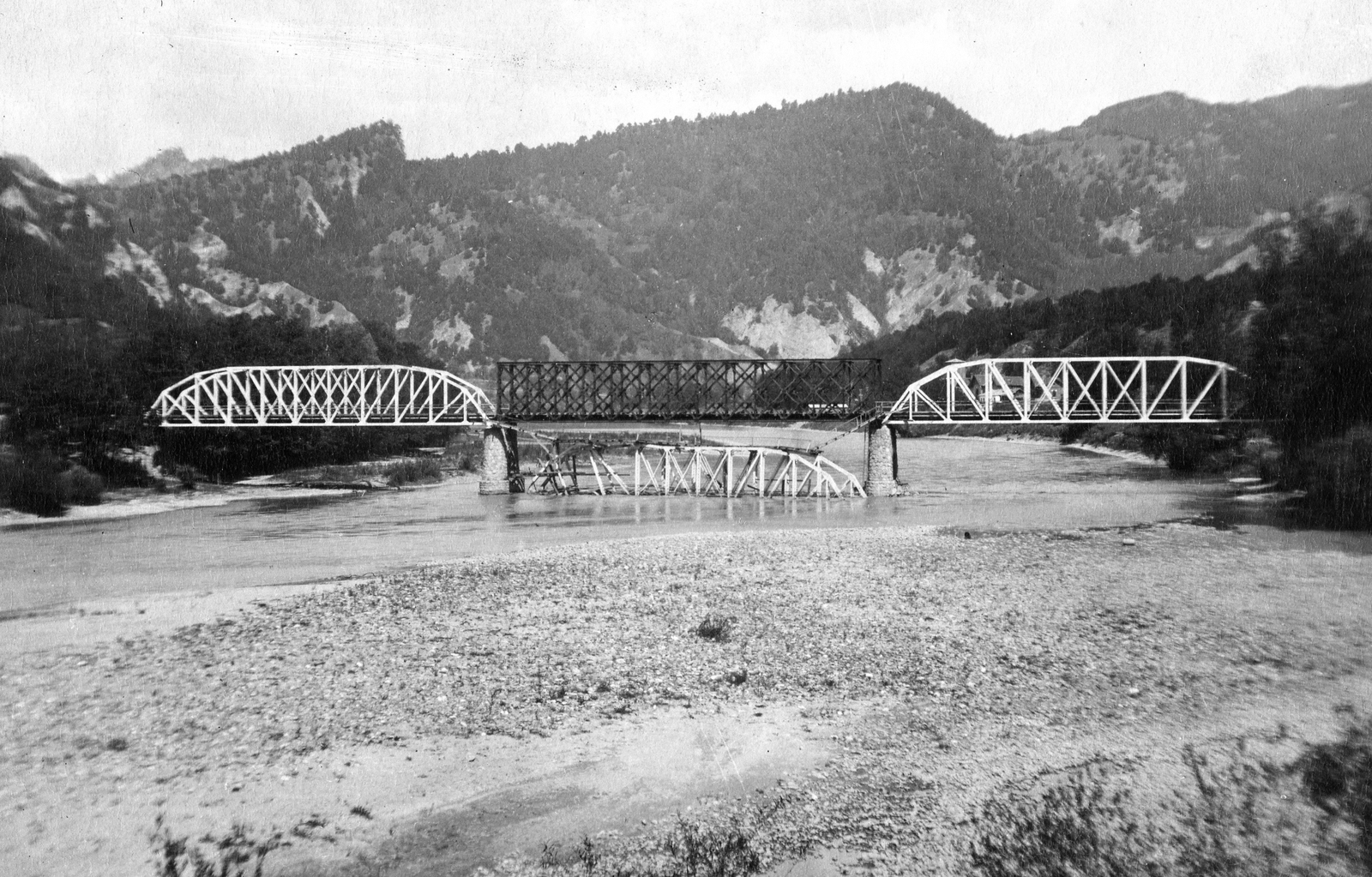 1916, Fortepan, war damage, river, railway bridge, wrecked bridge, Fortepan #73711