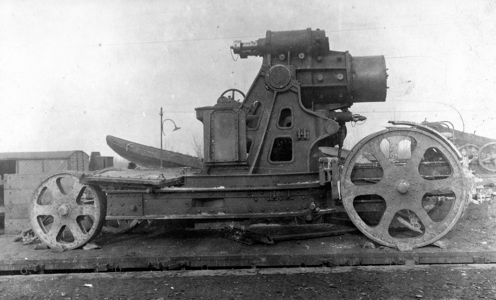 Skoda 30,5 Mörser mozsárágyú talpazata a szállítókocsiján., 1916, Fortepan, First World War, Czechoslovak brand, Skoda-brand, ordnance, mortar, Fortepan #73714