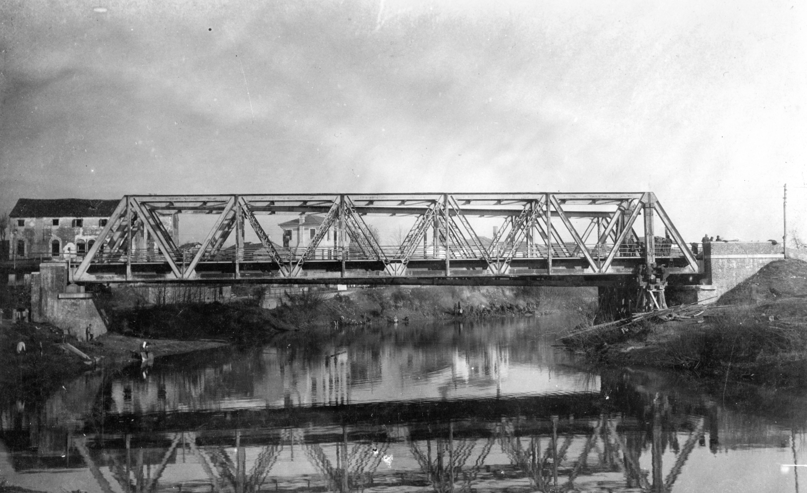 Italy, Motta di Livenza, 1918, Fortepan, First World War, river, railway bridge, truss bridge, Fortepan #73719