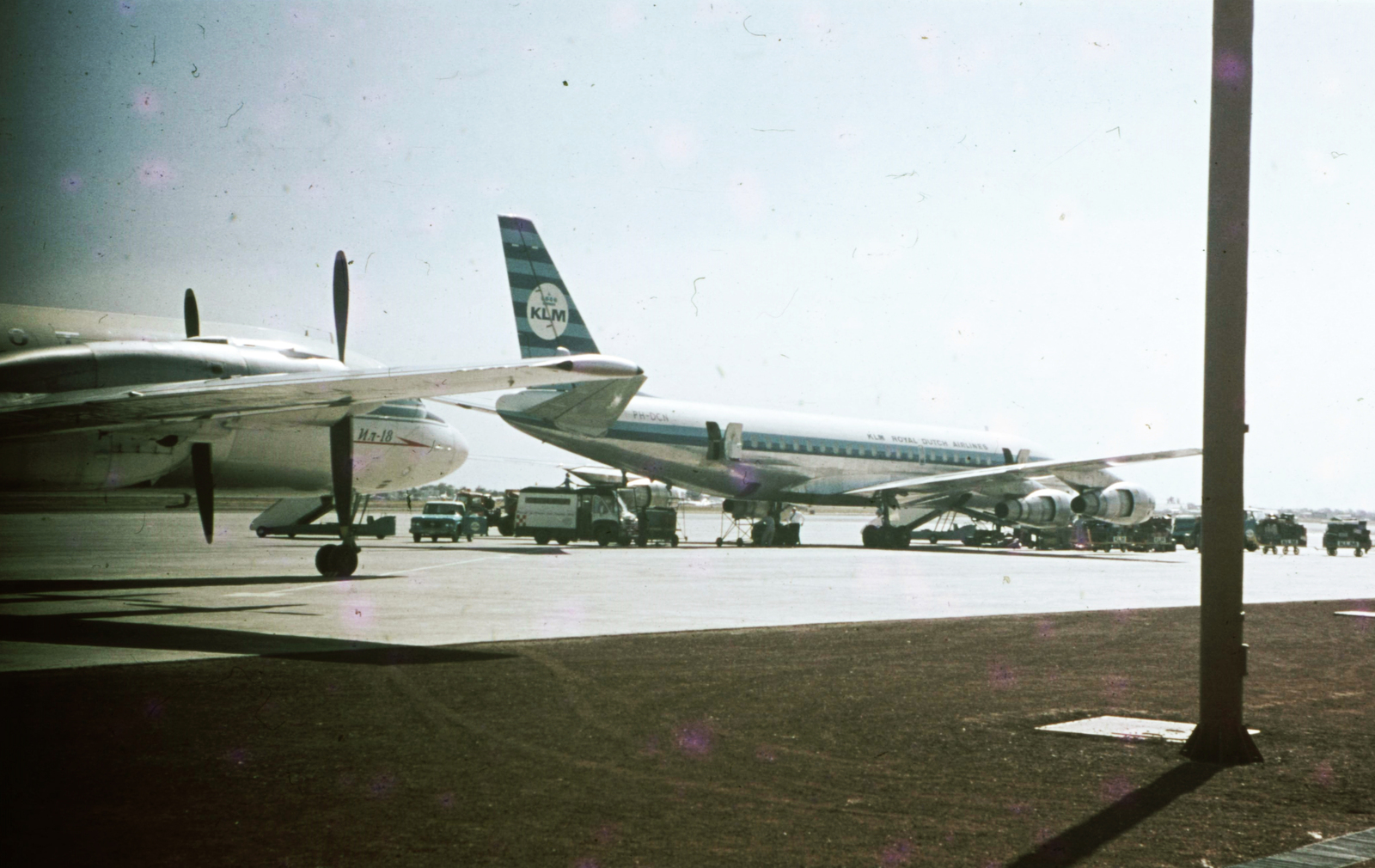 1970, Romák Éva, colorful, Soviet brand, airplane, airport, Ilyushin-brand, KLM Royal Dutch Airlines, McDonnell Douglas-brand, Fortepan #73772