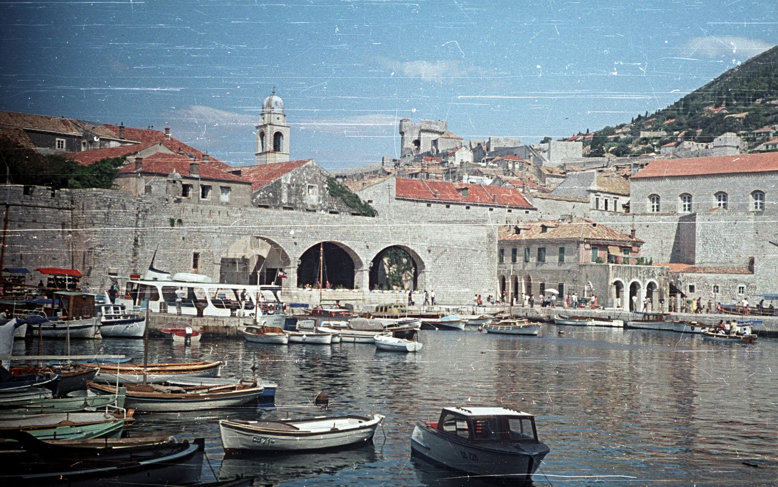 Croatia, Dubrovnik, kikötő., 1965, Romák Éva, Yugoslavia, colorful, boat, motorboat, port, Fortepan #74333